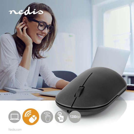 Nedis Draadloze Muis – Extra Stil – Ergonomisch – Tweehandig – Zwart - afbeelding 4
