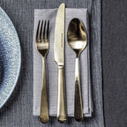 Royal van Kempen & Begeer bestek | Tafelbestek champagne voor 2 personen | 6-delige set | Bevat 2x tafellepel, 2x tafelvork en 2x tafelmes | Vork en lepel: 18/10-edelstaal | Mes: chroomstaal 13/10 | Matte uitvoering | Enkel handwas - afbeelding 3