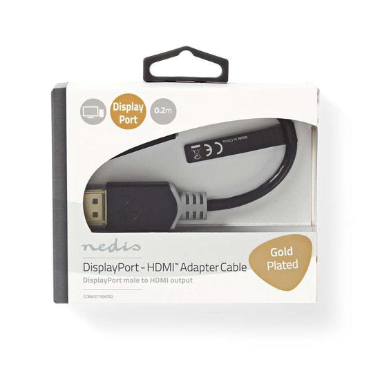 Nedis DisplayPort-Kabel - DisplayPort Male - HDMI Connector - 4K@30Hz - Verguld - 0.20 m - Rond - PVC - Antraciet - Doos - afbeelding 3