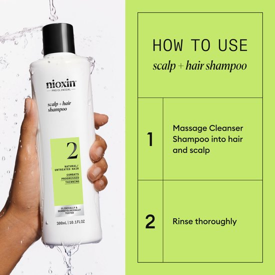 Nioxin System 2 - Shampoo - voor Natuurlijk Haar - Anti Haaruitval - Gevorderde Uitdunning - 300ml - afbeelding 2