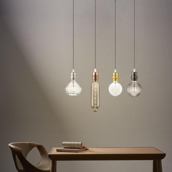 Home Sweet Home - E27 fItting - Geborsteld staal - 4/4/8.5cm - Rond - voor E27 lamphouder gemaakt van metaal - geschikt voor E27 lichtbron - - afbeelding 6
