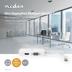 Nedis DisplayPort-Adapter - Mini-DisplayPort Male - DVI-D 24+1-Pins Female / HDMI Output / VGA Female 15p - 4K@60Hz - Vernikkeld - Schakelbaar - 0.20 m - Rond - ABS - ABS - Wit - Polybag - afbeelding 3