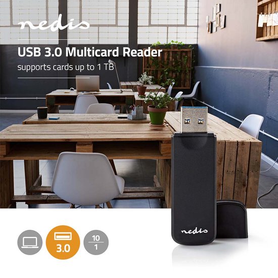 Nedis Kaartlezer - microSD (TF) / microSDHC (TF) / microSDXC (TF) / MMC / SD / SDHC / SDXC - USB 3.2 Gen1 - afbeelding 2