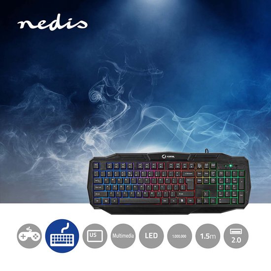Nedis Bedraad Gaming Toetsenbord - USB 2.0 - Membrane Toetsen - LED - US internationaal - US Internationaal - USB Gevoed - Lengte stroomkabel: 1.50 m - Gaming - afbeelding 8