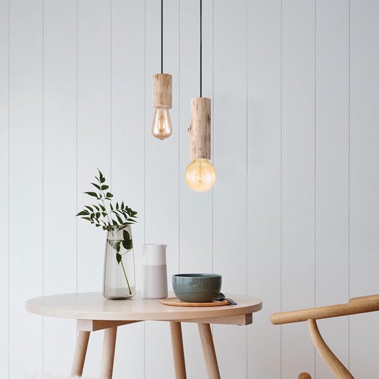 Home Sweet Home - Landelijke Hanglamp Billy - geschikt voor E27 LED lichtbron - hanglamp gemaakt van Hout - 10/10/130cm - Pendellamp geschikt voor - afbeelding 5