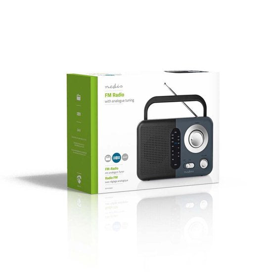 Nedis FM-Radio - Draagbaar Model - FM - Batterij Gevoed / Netvoeding - Analoog - 2.4 W - Zwart-Wit Scherm - Koptelefoonoutput - IP20 - Handvat - Grijs / Zwart - afbeelding 13
