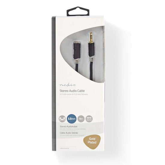 Nedis Stereo-Audiokabel - 3,5 Male - 3,5 Female - Verguld - m - Rond - Antraciet - Doos - afbeelding 26