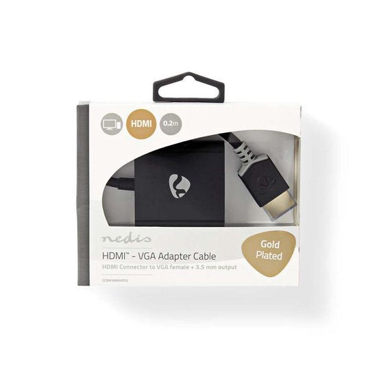 HDMI - VGA-kabel | HDMIâ„¢-connector - VGA female + 3,5 mm uitgang | 0,2 m | Antraciet - afbeelding 13