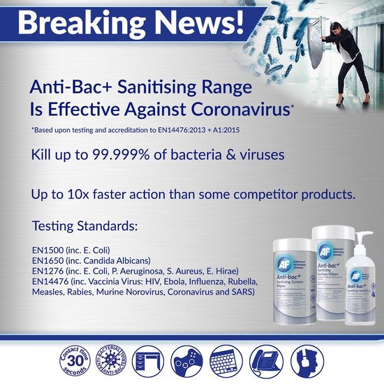 AF Anti-bac+ - 50 pc(s) - 175 x 160 mm - White - 84 mm - 84 mm - 200 mm - afbeelding 3