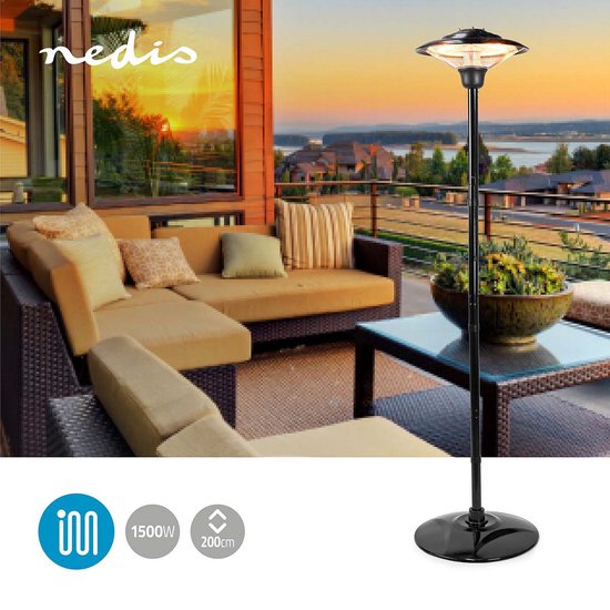 Nedis Patio Verwarmer - 1500 W - 1 Warmte Stand - Omvalpreventie - IP34 - Zwart - afbeelding 3