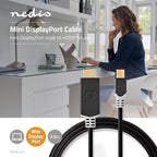 Nedis Mini DisplayPort-Kabel - DisplayPort 1.4 - Mini-DisplayPort Male - HDMI Connector - 48 Gbps - Verguld - 2.00 m - Rond - PVC - Antraciet - Window Box - afbeelding 2