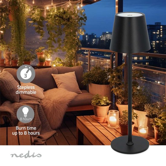 Nedis LED Bureaulamp - Tafellamp - Binnen & Buiten - Oplaadbaar - 150 lm - Zwart - afbeelding 5