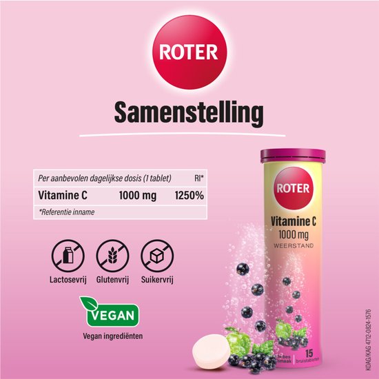 Roter Vitamine C 1000 mg Appel- Zwarte Bes - 4 x 15 bruistabletten - Voordeelverpakking - afbeelding 5