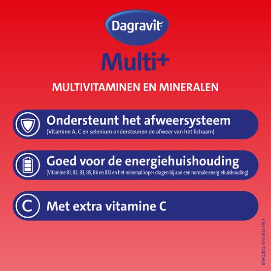 Dagravit Totaal 30 Multivitaminen Voordeelverpakking - Vitamine A, C en het mineraal selenium ondersteunen het afweersysteem - 550 dragees - afbeelding 3
