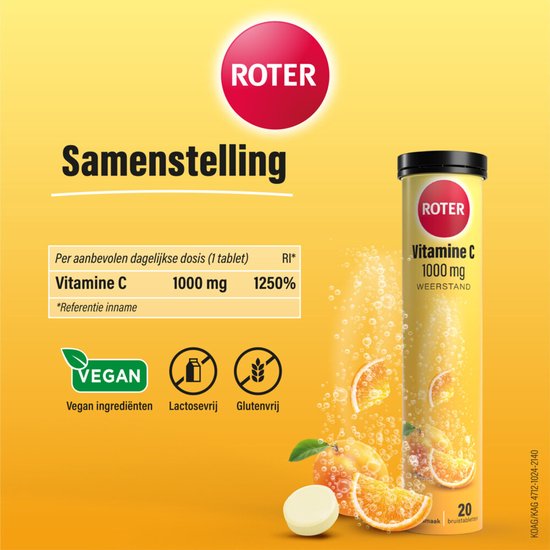 Roter Vitamine C Bruistabletten Sinaasappel Abrikoos - 3 x 2 x 20 stuks - Voordeelverpakking - afbeelding 3