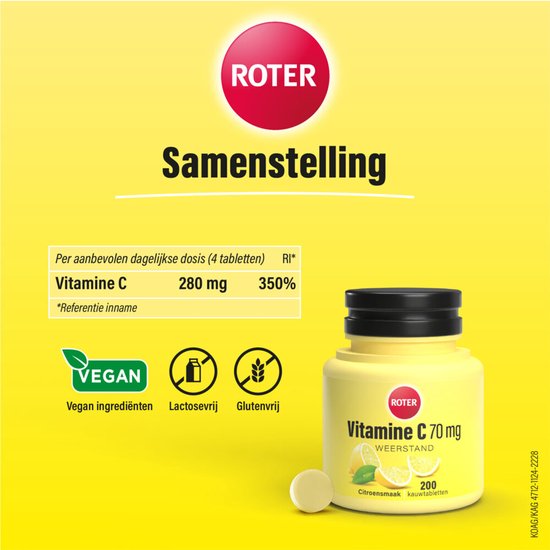 Roter Vitamine C 70 mg Citroen - 3 x 200 kauwtabletten - Voordeelverpakking - afbeelding 2