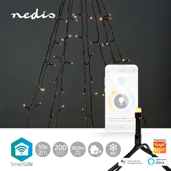 Nedis SmartLife-kerstverlichting - Boom - Wi-Fi - Warm tot Koel Wit - 200 LED's - 20.0 m - 10 x 2 m - Android / IOS - afbeelding 7