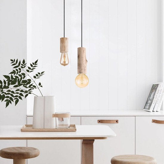 Home Sweet Home - Landelijke Hanglamp Billy - geschikt voor E27 LED lichtbron - hanglamp gemaakt van Hout - 10/10/130cm - Pendellamp geschikt voor - afbeelding 4