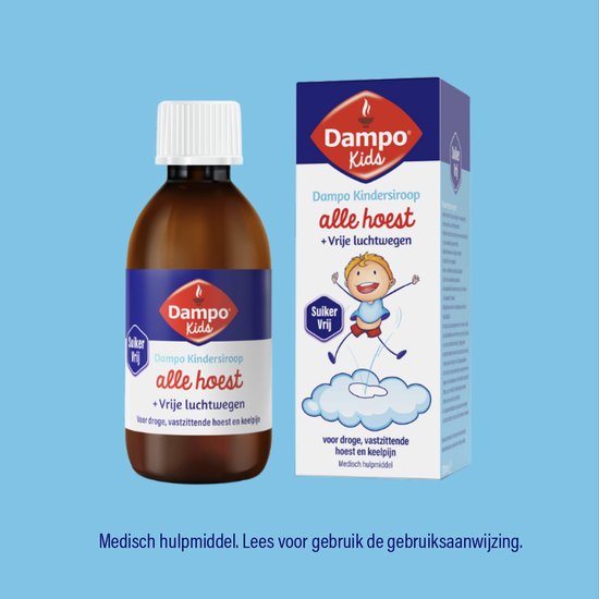 Dampo Kids Kindersiroop Alle hoest + Vrije luchtwegen - Voor droge, vastzittende hoest en keelpijn - Suikervrij - Medisch hulpmiddel - 120 ml - afbeelding 6