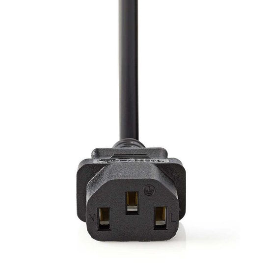 Nedis Stroomkabel - Type F (CEE 7/7) Male - IEC-320-C13 - Gehoekt - Recht - Vernikkeld - 2.00 m - Rond - PVC - Zwart - Label - afbeelding 7