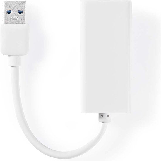 Nedis USB-netwerkadapter - USB 3.2 Gen 1 - 1 Gbps - USB-A Male - RJ45 Female - 0.20 m - Rond - Vernikkeld - Koper - Wit - Doos - afbeelding 2