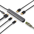 Nedis USB Multi-Port Adapter - USB 3.2 Gen 1 - USB-C Male - HDMI Output / RJ45 Female / 2x USB-A Female / 2x USB-C - 5 Gbps - 0.20 m - Rond - Verguld - PVC - Antraciet - Doos - afbeelding 8