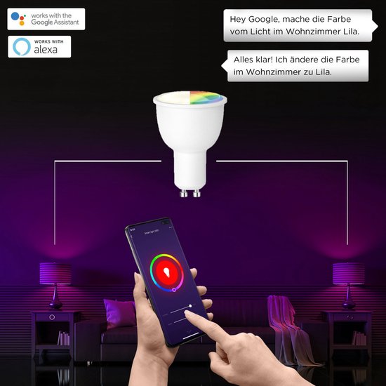 Silvergear Smart WiFi Led GU10 - stuks - Via iOS en Android App - Google Home en Amazon Alexa - afbeelding 9