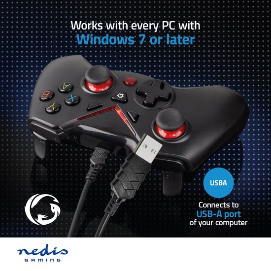 Nedis Gamepad - USB Type-A - USB Gevoed - PC - Aantal knoppen: 12 - Kabellengte: 1.60 m - Zwart - afbeelding 3