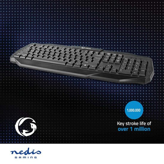 Nedis Bedraad Gaming Toetsenbord - USB 2.0 - Membrane Toetsen - LED - US internationaal - US Internationaal - USB Gevoed - Lengte stroomkabel: 1.50 m - Gaming - afbeelding 5