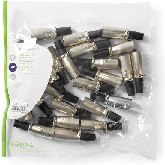 Nedis XLR-Connector - Recht - Male - Vernikkeld - Solderen - Diameter kabelinvoer: 7.0 mm - Metaal - Zilver - 25 Stuks - Envelop - afbeelding 6