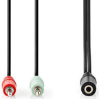 Nedis Stereo-Audiokabel - 3,5 mm Female - 2x 3,5 mm Male - Vernikkeld - 0.20 m - Rond - Zwart - Doos - afbeelding 7