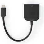 Nedis USB-C Adapter - USB 3.2 Gen 1 - USB-C Male - VGA Female 15p - 1920x1200 - 5 Gbps - 0.20 m - Rond - Vernikkeld - PVC - Zwart - Polybag - afbeelding 1