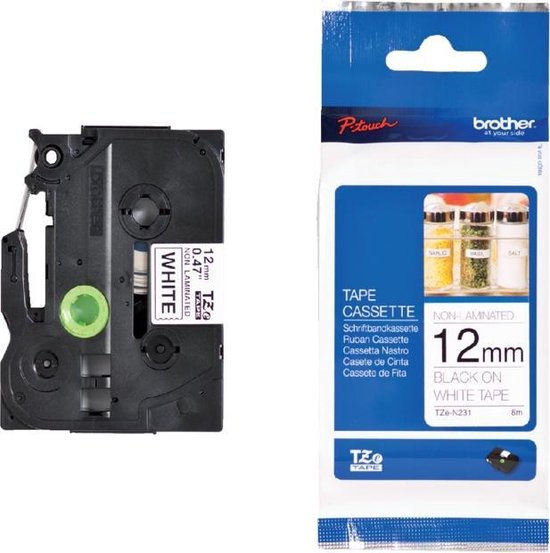 TZ-N231 - 12mm - black on white - not laminated - afbeelding 1
