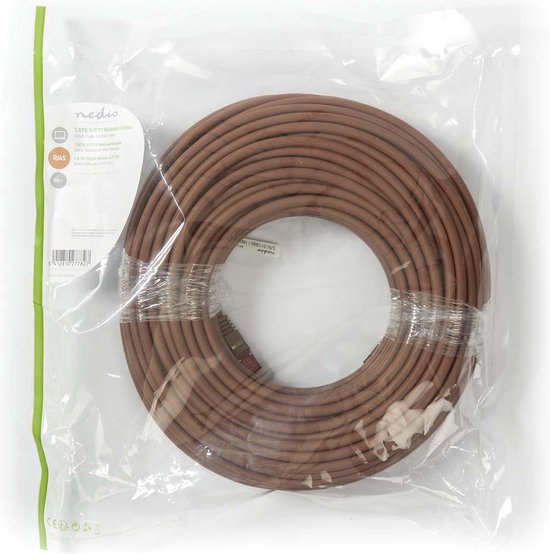 Nedis CAT6 Netwerkkabel - RJ45 Male - RJ45 Male - S/FTP - 30.0 m - Rond - LSZH - Bruin - Polybag - afbeelding 3