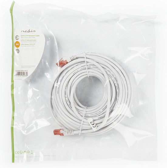 CAT6 Netwerkkabel - RJ45 Male - RJ45 Male - U/UTP - 20.0 m - Rond - PVC - Wit - Envelop - afbeelding 2