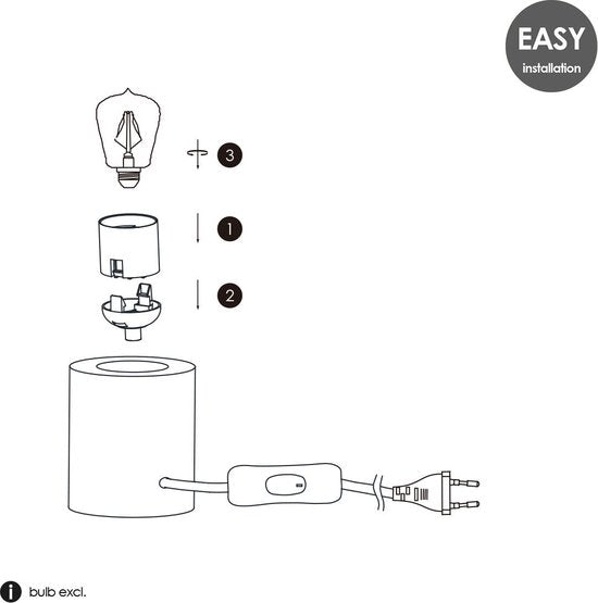 Home Sweet Home - Landelijke tafellamp Eliaz Rond - 7/7/10cm - bedlampje - geschikt voor E27 LED lichtbron - gemaakt van Hout - afbeelding 2