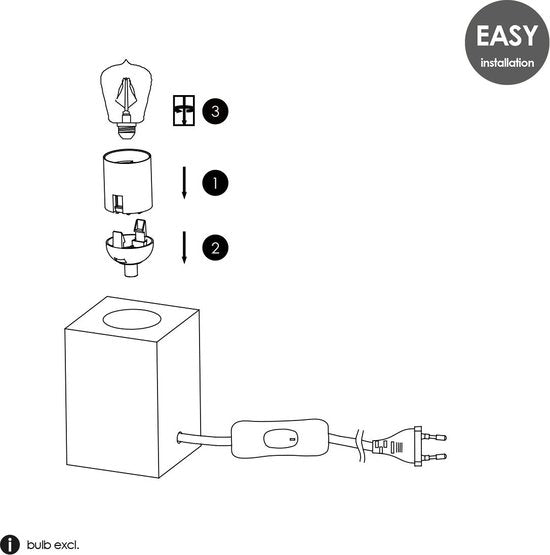 Home Sweet Home - Landelijke tafellamp Eliaz Vierkant - 7/7/10cm - bedlampje - geschikt voor E27 LED lichtbron - gemaakt van Hout - afbeelding 7