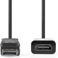 Nedis DisplayPort-Kabel - DisplayPort Male - HDMI Output - 1080p - Vernikkeld - 0.20 m - Rond - PVC - Zwart - Envelop - afbeelding 1