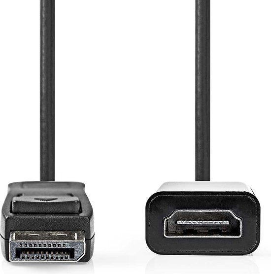 Nedis DisplayPort-Kabel - DisplayPort Male - HDMI Output - 4K@30Hz - Vernikkeld - 0.20 m - Rond - PVC - Zwart - Doos - afbeelding 1