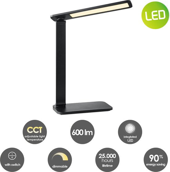 Home Sweet Home - Moderne Led Bureaulamp Talia - verstelbare LED Leeslamp met schakelaar - Zwart - 31/31/37.4cm - 6W 6500K 650lm - geschikt voor thuiskantoor, thuiswerkplek en werkruimte thuis - integreert LED - afbeelding 3