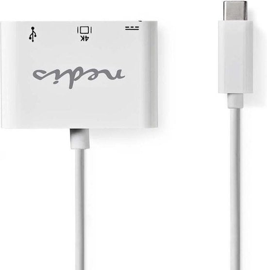 Nedis USB Multi-Port Adapter - USB 3.2 Gen 1 - USB-C Male - HDMI Output / USB-A Female / USB-C Female - 5 Gbps - 0.20 m - Rond - Vernikkeld - PVC - Wit - Polybag - afbeelding 3