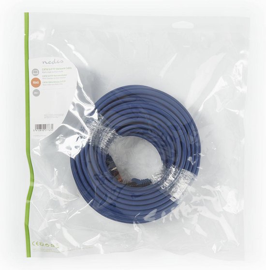 Nedis CAT6 Netwerkkabel - RJ45 Male - RJ45 Male - S/FTP - 20.0 m - Rond - LSZH - Blauw - Polybag - afbeelding 3