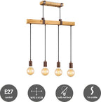 Home Sweet Home - Landelijke Hanglamp Denton - geschikt voor E27 LED lichtbron - 3 lichts hanglamp gemaakt van Hout - 70/14/128cm - Pendellamp - afbeelding 2