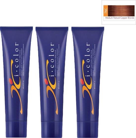 ISO i color Permanent Conditioning Crème Color 60ml 7NC (7.04) Medium Natural Copper Blonde x 3 tubes - afbeelding 1