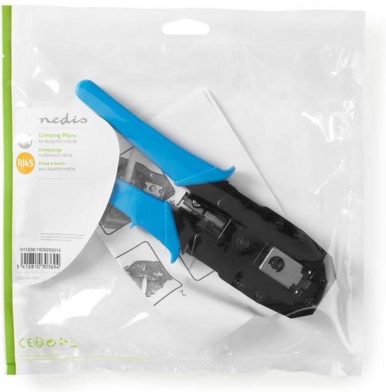 Nedis Krimptang - CAT5 / CAT5e / CAT6 / CAT6a / RJ10 / RJ11 / RJ45 - Snijden / Strippen / Tang - ABS / Staal - Blauw - afbeelding 5