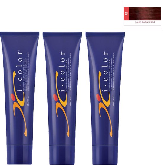 ISO i color Permanent Conditioning Crème Color 60ml 5R (5.5)Deep Auburn Red x 3 tubes - afbeelding 1