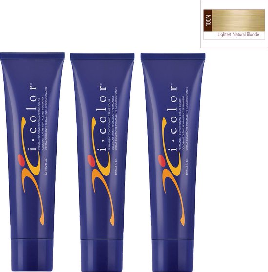 ISO i color Permanent Conditioning Crème Color 60ml 100N Lightest Natural Blonde x 3 tubes - afbeelding 1