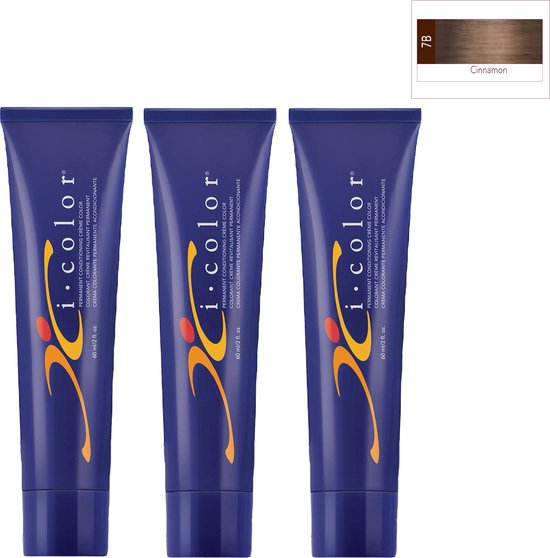 ISO i color Permanent Conditioning Crème Color 60ml 7B (7.8) Cinnamon x 3 tubes - afbeelding 1