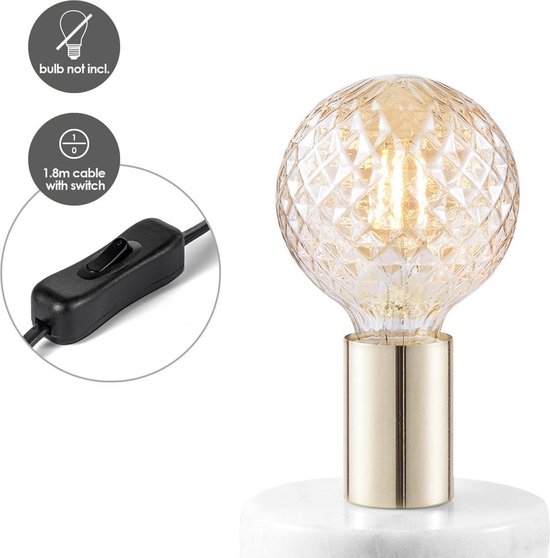 Home Sweet Home - Moderne tafellamp Sten - Brons - 10/10/9cm - bedlampje - voor E27 lichtbron - gemaakt van Marmer en metaal - afbeelding 6
