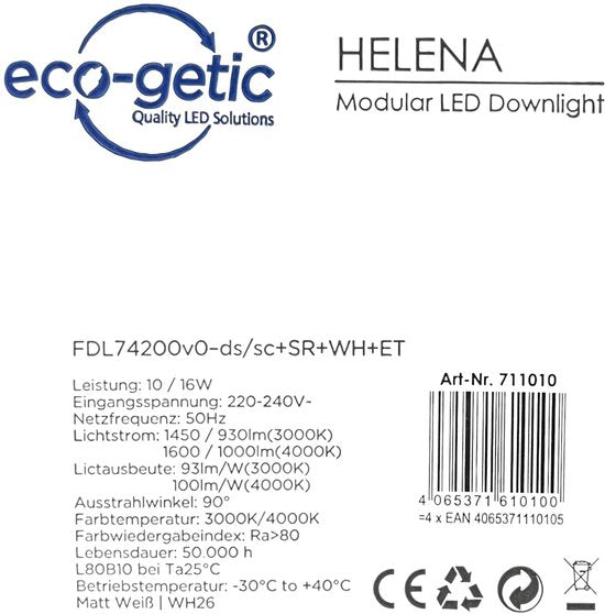 ECO-GETIC LED Downlighter zaaggat 15 cm 10 w / 16 w 3000K / 4000K - afbeelding 3
